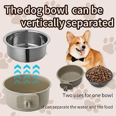 2Pcs Pets Lightweight Stainless Steel Bowl,Removable Stainless Steel Pet Hanging Feeder Bowl