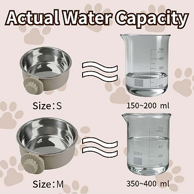 2Pcs Pets Lightweight Stainless Steel Bowl,Removable Stainless Steel Pet Hanging Feeder Bowl