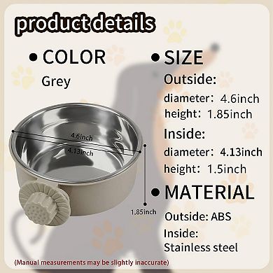 2Pcs Pets Lightweight Stainless Steel Bowl,Removable Stainless Steel Pet Hanging Feeder Bowl