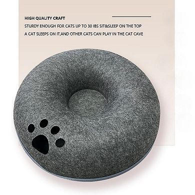 Tunnel Nest, Donut Nest, Fun Ventilation Peep Hole, Detachable Zipper Cat Bed, Felt Washable