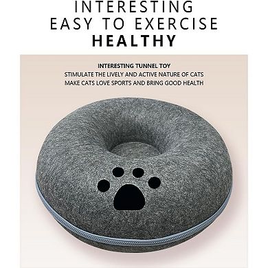Tunnel Nest, Donut Nest, Fun Ventilation Peep Hole, Detachable Zipper Cat Bed, Felt Washable