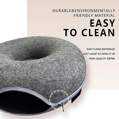 Tunnel Nest, Donut Nest, Fun Ventilation Peep Hole, Detachable Zipper Cat Bed, Felt Washable