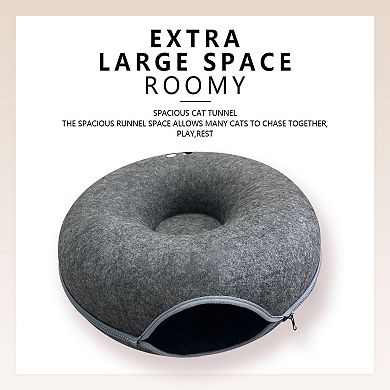 Tunnel Nest, Donut Nest, Fun Ventilation Peep Hole, Detachable Zipper Cat Bed, Felt Washable