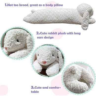 35 Inch Rabbit Plush Pillow, Rabbit Stuffed Animal, Rabbit Plush Long Body Pillow