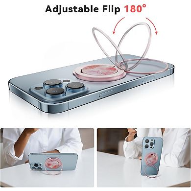 Magnetic Phone Ring Holder for MagSafe, Magnetic Phone Grip, Phone Finger Ring Stand, Pink