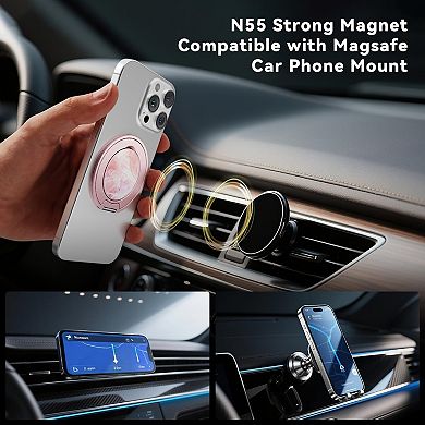 Magnetic Phone Ring Holder for MagSafe, Magnetic Phone Grip, Phone Finger Ring Stand, Pink