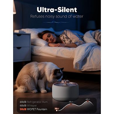 Cat Water Fountain W03 Lite,3L/101oz Ceramic Pet Fountain,Automatic Water Fountain