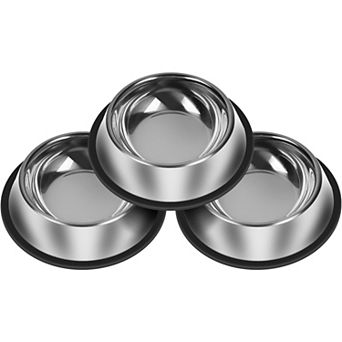 3 pc Stainless Steel Dog Bowls Non-Slip Dog Food Bowl 36 Oz Food and Water Bowl Set