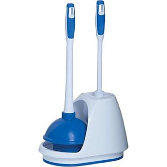 Toilet Plunger and Bowl Brush Combo with Caddy, 3 pc Heavy-Duty Plunger