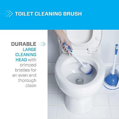 Toilet Plunger and Bowl Brush Combo with Caddy, 3-Piece Heavy-Duty Plunger