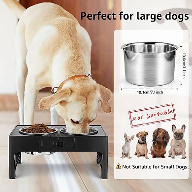 Elevated Dog Bowls, Stainless Steel Raised Dog Deep Bowl with Adjustable Stand
