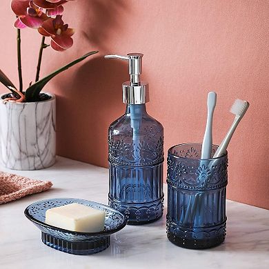 4-Piece Bathroom Accessories Set, Elegant Boho Bathroom Countertop Organizer