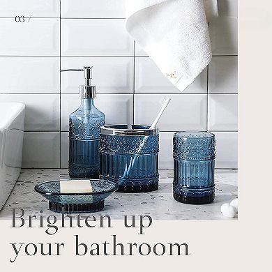 4-Piece Bathroom Accessories Set, Elegant Boho Bathroom Countertop Organizer