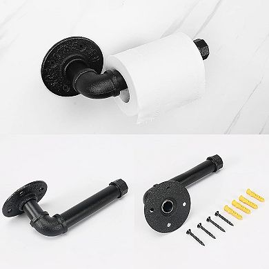 4-Pieces Industrial Pipe Bathroom Towel Ring Kit DIY Wall Mount Accessories Kit