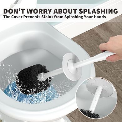 Toilet Brush, Toilet Bowl Brush, Extra Long Handle and Covered Holder