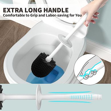 Toilet Brush, Toilet Bowl Brush, Extra Long Handle and Covered Holder