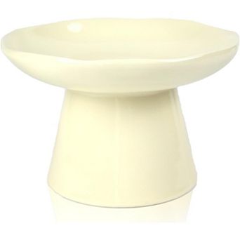 6.1" Raised Cat Bowls, Ceramic Elevated Food Plate for Flat Faced Cats and Small Dogs