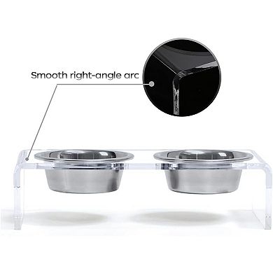 Acrylic Elevated Dog Cat Bowls Pet Feeder Double Bowl Raised Stand Comes with 4 Bowls
