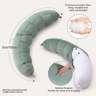 47" Long Round Body Pillow for Adults, Bolster Pillow for Sleeping, Soft Supportive Pillow