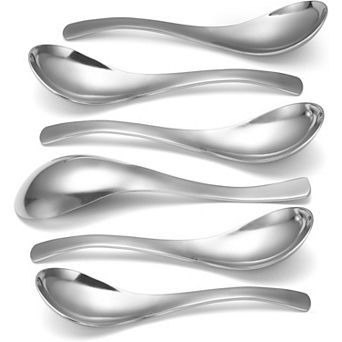 Thick Heavy-weight Soup Spoons, High Grade Stainless Steel Soup Spoons, Set of 6