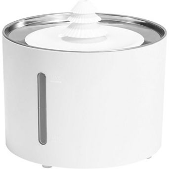 Pet Water Fountain with Stainless Steel Top, 3L ,White (3 Filters Included)