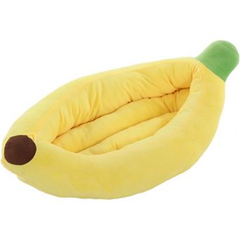 Banana Pet Bed - Snuggle Up in Style! Cute & Cozy Plush Pet Bed for Small Dogs/Cats