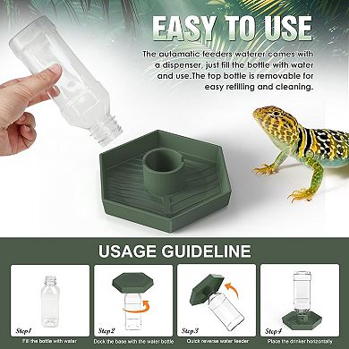 Reptile Water Dispenser-Bearded Dragon Water Bowl Small Water Dish for Tortoise