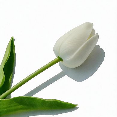 20 Pcs White Artificial Tulips - Realistic, Flexible, Maintenance-Free Decor