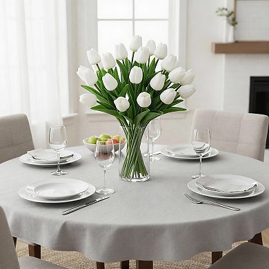 20 Pcs White Artificial Tulips - Realistic, Flexible, Maintenance-Free Decor
