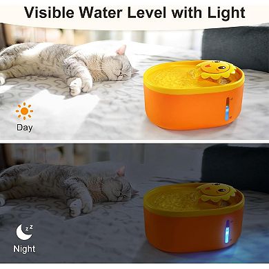 2L/67oz Cat Water Fountain with Visable Water Level Window, Cute Automatic Pet Water Fountain
