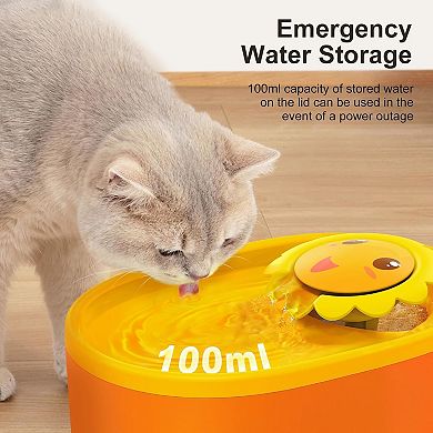 2L/67oz Cat Water Fountain with Visable Water Level Window, Cute Automatic Pet Water Fountain