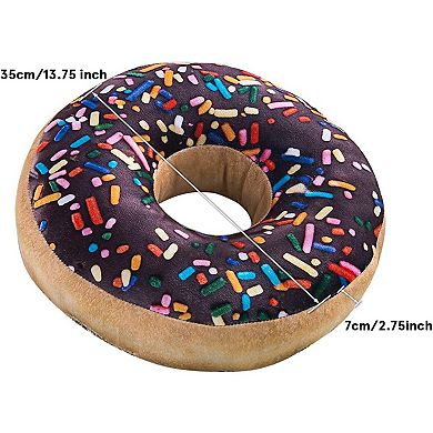 2PCS Round Throw Pillow 14 Inch Chocolate Donut, 3D Digital Print Decorative Soft Pillow