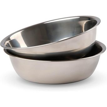 Two Piece Replacement Stainless Steel Dog Bowls Feeding Station. for Small Dogs and Cats