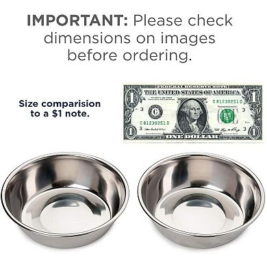 Two Piece Replacement Stainless Steel Dog Bowls Feeding Station. for Small Dogs and Cats