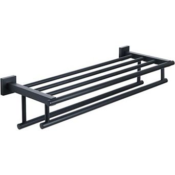Towel Rack for Bathroom Wall Mount,Black Double Towel Bars with Shelf