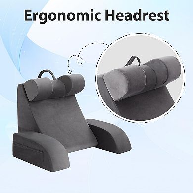 19" Reading Pillow for Sitting in Bed Adult, Back Pillow, Backrest Pillow with Arms