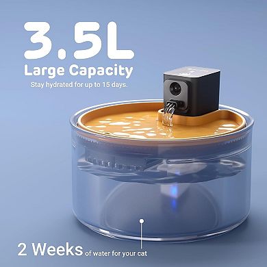Ceramic Cat Water Fountain, 3.5L/118oz Cordless Pet Water Dispenser with 3 Water Modes