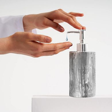 Bathroom Accessories Set, Toothbrush Holder, Soap Dispenser, Silver, Ceramic, 4 Piece