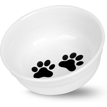 5" Ceramic Cat Bowl with Paws Pattern, Cat Food Bowl for Food and Water, Healthy Cat Dishes