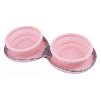 Dog Bowls, 2-in-1 Pet Portable Travel Double Bowl Water Food Feeder 25oz