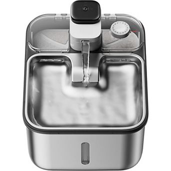 Stainless Steel Cat Water Fountain Wireless for Cats Indoor, 3.6L/123oz Automatic Metal