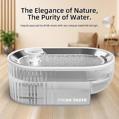 Cat Water Fountain,Stainless Steel Tray ,White Single Filter Element, Not Mat