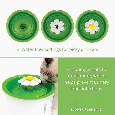 Catit LED Flower Fountain with Triple Action Filter, Cat Drinking Water Fountain, 3 L