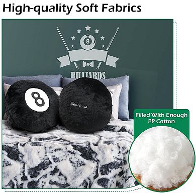 8 Ball Throw Pillow, 14" Decorative Pillows Throw Cushion Home Decoration Plush Sporty Design