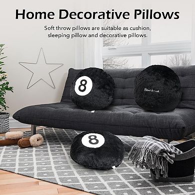 8 Ball Throw Pillow, 14" Decorative Pillows Throw Cushion Home Decoration Plush Sporty Design