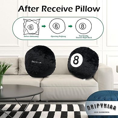 8 Ball Throw Pillow, 14" Decorative Pillows Throw Cushion Home Decoration Plush Sporty Design
