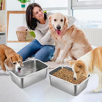2 Pcs 3 Gallons Extra Large Dog Water Bowl, Durable Reusable Stainless Steel Dog Bowl