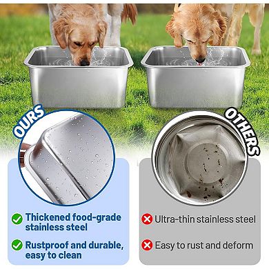2 Pcs 3 Gallons Extra Large Dog Water Bowl, Durable Reusable Stainless Steel Dog Bowl