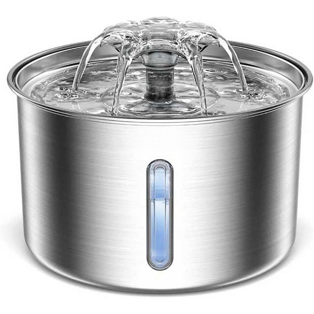 Stainless Steel Automatic Pet Water Fountain Pet Water Dispenser Cat Drinker(silver)