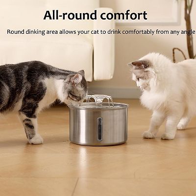 Stainless Steel Automatic Pet Water Fountain Pet Water Dispenser Cat Drinker(silver)